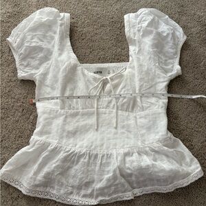 XS Hollister White Puff Sleeve Top